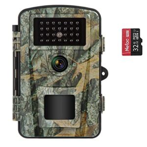 COOLIFE 28MP 1520P HD Caméra de Chasse Vitesse de Déclenchement 0.2s et 27 pcs Infrarouges LED de 940nm, Camera de Chasse Nocturne IP66 Étanche à l'eau et à la Poussière avec Carte 32G-Camouflage