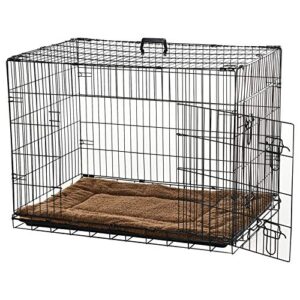 PawHut Cage Caisse de Transport Pliante pour Chien poignée, Plateau Amovible, Coussin fourni 92 x 57 x 62,5 cm Noir