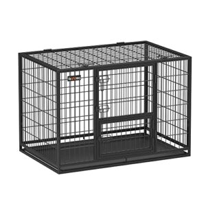 Feandrea Cage pour Chien Lourd, 107 x 70 x 74,9 cm, pour Chiens de Taille Grande et Moyennet, Double Porte Amovible, Nettoyage Facile, Parc à Chiens, XL, Noir