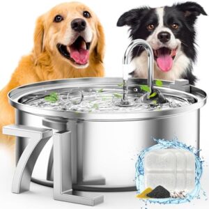 oneisall Fontaine pour Chien/Chat, Fontaine pour Chien en Acier Inoxydable 7L Super silencieuse avec Triple filtration et Pompe de sécurité Intelligente/Facile à Assembler et à Nettoyer