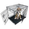 Ellie-Bo Cage pour Chiens et Chiots, Cage Pliable à 2 Portes Avec Plateau Métallique Anti-Mâchonnements, Taille S 61 cm, Noir