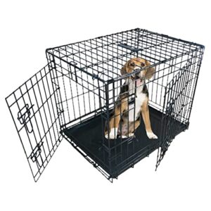Ellie-Bo Cage pour Chiens et Chiots, Cage Pliable à 2 Portes Avec Plateau Métallique Anti-Mâchonnements, Taille S 61 cm, Noir