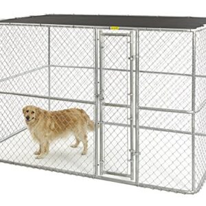MidWest Homes for Pets Modèle K91066 Chenil portable en mailles de chaîne avec écran solaire, 304,8 x 182,88 x 182,88 cm, Argenté