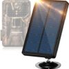 Panneau Solaire De Caméra De Chasse – Chargeur Solaire Étanche 6-12V avec Batterie Au Lithium Rechargeable De 2400 MAh – Alimentation Extérieure pour Toutes Les Caméras De Chasse