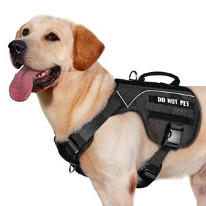 OneTigris Comet's Tail Harnais pour chien en nylon respirant Air Mesh avec réfléchissant, 1 poignée de contrôle et 2 anneaux en D, harnais de poitrine à séchage rapide pour chien associé à MOLLE