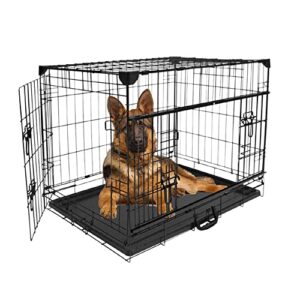 MaxxPet Cage pour Chien - Caisse Transport Chien - Pliable en Métal - Cage Chien Interieur - 2 Portes - Convient pour Le Transport - 122x74x81 cm - Noir