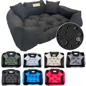 beeco STORE Lit pour Grands Chiens | Nom du Chien | Noir, L-100x75 | Coussin imperméable | Canapé adapté au Lavage | Chenil d'intérieur | Made in EU