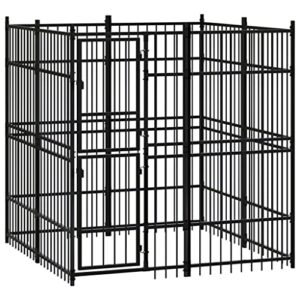 Chenil d'Extérieur pour Chiens Acier 3,69 m² Cage Niche Enclos Chiots
