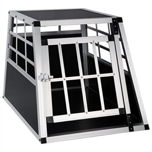 EUGAD Cage de Transport pour Chien en Voiture, Box de Transport Aluminium et MDF pour Petits ou Monyens Chiens, Bouledogue, Beagle, Terrier, Shiba inu, 69x54x50cm