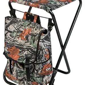 Januel - Siège Bruyère - Siège Pliant - avec Sac à Dos 25l - Pieds Métal - Assise Toile - Hauteur 60cm - Loisirs Nature Outdoor Camping Chasse Pêche Bushcraft - Camouflage sous-Bois Taille Unique