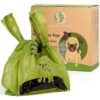 GREENER WALKER Sacs à Déjections Canines avec des Poignées Faciles à Attacher, 600 Scas,pour Déchets Chiens,étanches,Extra larges,épais et résistants(Vert)