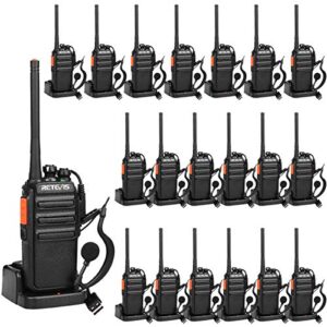 Retevis RT24 Plus Talkie Walkie Professionnel PMR446 sans Licence 16 Canaux CTCSS/DCS Talkie Walkie Rechargeable avec Oreillette et USB Base de Chargement (Noir,20 pcs)