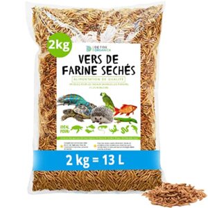 vers de Farine Séchés -2 kg = 13000ml-Nourriture pour Poissons, Oiseaux, Tortues, Hérissons, Rongeurs et Reptiles