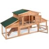 TecTake 403226 Poulailler pour Poules Lapins extérieur en Bois, avec Parc au Sol spacieux sans Fond et 2 Tiroirs à déjection, 4 Portes verrouillables