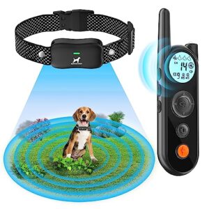KAIYIKAPET Clôture Électronique et Collier pour Chien avec 14 Niveaux Distance (8-1050m), Système de Clôture, Collier de Dressage pour Chien avec Mode Vibration, Son, Choc, IPX7 Résistant à L’Eau