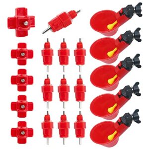 20pcs Eau Tetine Poulet Alimentateur, Abreuvoir Poulet Automatique, Abreuvoir a Poulet Bol d'Eau en Plastique, pour Poule Volaille Canards Oiseau