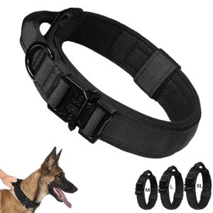 Collier Chien Tactique Réglable avec Poignée de Commande - Collier pour Chien Boucle en Métal Idéal pour Chiens de Travail et Toutes Tailles (Noir, M)