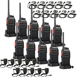 Retevis RT24 Talkie Walkie Rechargeable, PMR446 sans Licence 16 Canaux CTCSS/DCS, Talkie Walkie Professionnel avec Écouteur et Microphone Haut-Parleur, pour Chantiers, Sécurité, etc. (10 pcs, Noir)