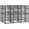 Chenil d’Extérieur pour Chiens Acier 5,53 m² Cage Niche Enclos Chiots