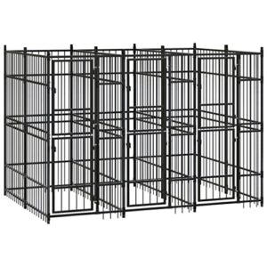 Chenil d'Extérieur pour Chiens Acier 5,53 m² Cage Niche Enclos Chiots