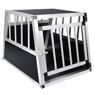 EUGAD Cage de Transport pour Chien en Voiture, Box de Transport en Aluminium et MDF pour Petits ou Monyens Chiens, Bouledogue, Beagle, Terrier, Shiba inu, 69x54x50cm