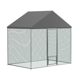 BingoPaw Poulailler Enclos Extérieur 6 m², Parc à Poules Grillagé 3L x 2l x 2.7H m Cage à Poule Grande Taille Cadre en Acier Galvanisé avec Bâche