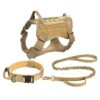 Harnais Tactique pour Chien de Grande Taille；avec Laisse et Collier Okinawa antidéflagrants；Gilets d’extérieur pour Animaux de Compagnie pour l’entraînement à la Chasse （Kaki XL）