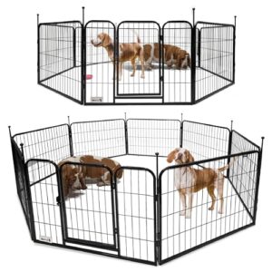 MaxxPet Enclos pour Chien – Parc à Chiot Métal - Enclos Lapin – Pliable avec 8 Panneaux – 60x80 cm - Parc Chat - Clôture pour Intérieur et Extérieur - 210cm - Noir