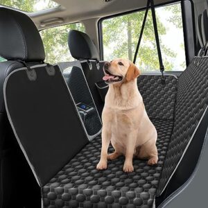 Housses de Siège d'auto pour Chien, Protection Banquette d'arrière Tansport en Voiture avec Fenêtre de Visualisation, Imperméable et VUS, 145 x 136 cm, Noir