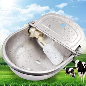 PROBEEALLYU Abreuvoir Automatique pour Bovins Grande Capacité en Acier Inoxydable Bol Automatique Bétail Abreuvoir pour Chevaux Chèvres avec Valve À Flotteur réglable et Trou de Drainage