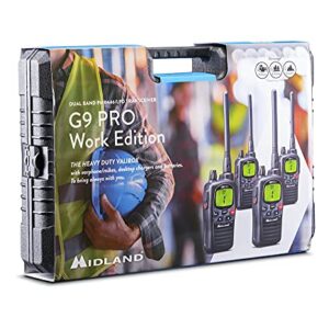 Midland G9 Pro Lot de 4 valises pour appareils sans Fil C1385.05, 4 x talkies walkie étanches et avec Bouton d'urgence, qualité supérieure avec très Haute Puissance d'émission, Noir, G9 Pro