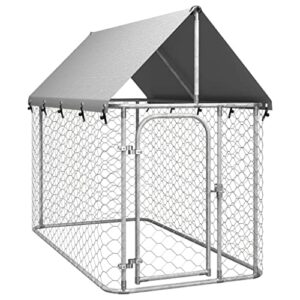 Chenil d'extérieur pour Chien, Enclos Niche Cage pour Chien Métal Chenil extérieur avec Toit 200x100x150 cm