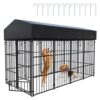 BingoPaw Chenil pour Chien Éxterieur: Parc Enclos Chien Extérieur Intérieur Cage Niche Grande Taille en Métal avec Toit Tissu Oxford 249x120x165cm