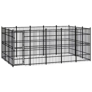 Chenil d'Extérieur pour Chiens Acier 13,82 m² Cage Niche Enclos Chiots