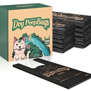 PURENV 600 Sac à Déjections Canines Biodégradable avec Poignée de Transport, 18 * 38 CM Grande Taille avec Boîte Distributrice, Extra Épais Sacs en Mélange D'amidon de Maïs, Fort Étanches