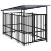 Chenil d’Extérieur avec Toit pour Chiens Acier 1,88 m² Cage Enclos