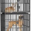 BingoPaw Cage Chien Interieur Solide: Caisse de Transport Double sur Roulette Grande Taille – Cages Deux Niveaux Robuste Extérieur pour Grand Chiens en Métal avec 2 Plateau Amovible 95x57x144.5cm