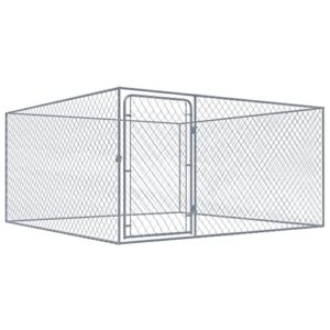 GuyAna Chenil extérieur pour Chiens Acier galvanisé 2x2x1 m,Cage pour Chien,Cage pour Chat,Chenil pour Chien