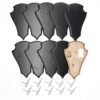 EUROHUNT REH Lot de 10 panneaux de trophée pointus en chêne foncé AF 21 cm x 13 cm avec 10 pinces à cornes en métal