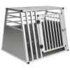 EUGAD Porte-Chien en Aluminium, Cage de Transport pour Animaux de Compagnie, Cage pour Grands Chiens, Husky, Labrador, Golden Retriever, Samoyède, Argenté, L80 x H65 x P65 cm 0061HT
