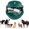 Abreuvoir en Acier Inoxydable avec Valve Flottante de 1/2 pouce et Bouchon de Vidange, Distributeur d’Eau Automatique Vert pour Bovins, Porcs, Moutons, Chiens