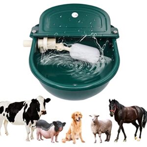 Abreuvoir en Acier Inoxydable avec Valve Flottante de 1/2 pouce et Bouchon de Vidange, Distributeur d'Eau Automatique Vert pour Bovins, Porcs, Moutons, Chiens