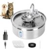 Journeyside Fontaine à Eau pour Chat en Acier Inoxydable, 3.2L Fontaine a Eau Chat avec Fenêtre Transparente,Ultra Silencieuse Fontaine a Eau pour Chat avec 3 Filtres à Charbon,Triple Filtration