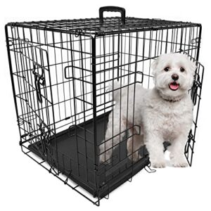 Cage Pliante 2 Portes avec Plateau en Plastique Noir Taille S 61 cm