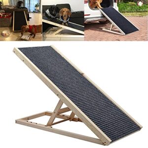Rampe pour Chien Voiture Pliable, Rampe pour Animaux de Vompagnie avec Hauteur Réglable, Rampe pour Chien en Bois Canapé Escalier, (L100xW40cm, H30-60cm)