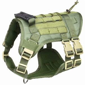 DoggieKit Harnais Tactique pour Chiens de Petite, Moyenne et Grande Taille, sans Traction, Harnais Militaire avec poignée, Gilet pour Chien de Service avec Panneaux Molle et Boucle, Harnais réglable