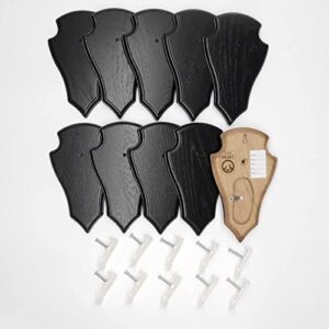 EUROHUNT REH Lot de 10 panneaux de trophée pointus en chêne foncé AF 21 cm x 13 cm avec 10 pinces à cornes en plastique