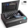 VEVOR Coffre-Fort pour Pistolet 32x25x8 cm Coffre-Fort à Empreinte Digitale Combinaison 20 Empreintes Clavier Code Clé Coffre de Sécurité Anti-Effraction en Acier Mallette Portable pour Argent Bijoux
