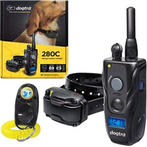 Dogtra 280C, 282C Collier de dressage à distance – Portée de 1/2 km, étanche, rechargeable, statique, vibration – Comprend un clicker de dressage PetsTEK, 1 Dog System - 280C, noir