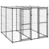 Chenil Extérieur Acier avec Toit 4,84 m² Enclos Niche Cage pour Chiens